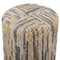 Brown Teak Wood Contemporary Stool, 18" x 15" x 15"